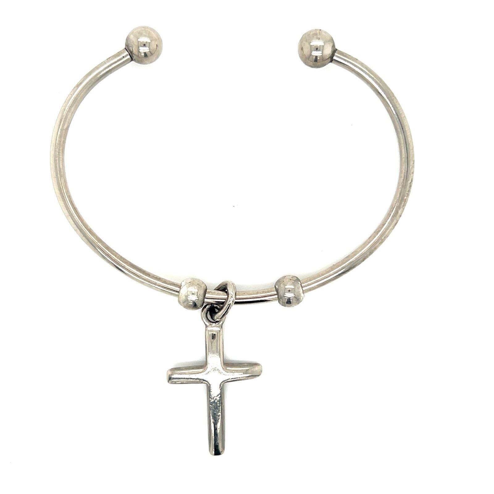 Silver Color Cross Open Cuff