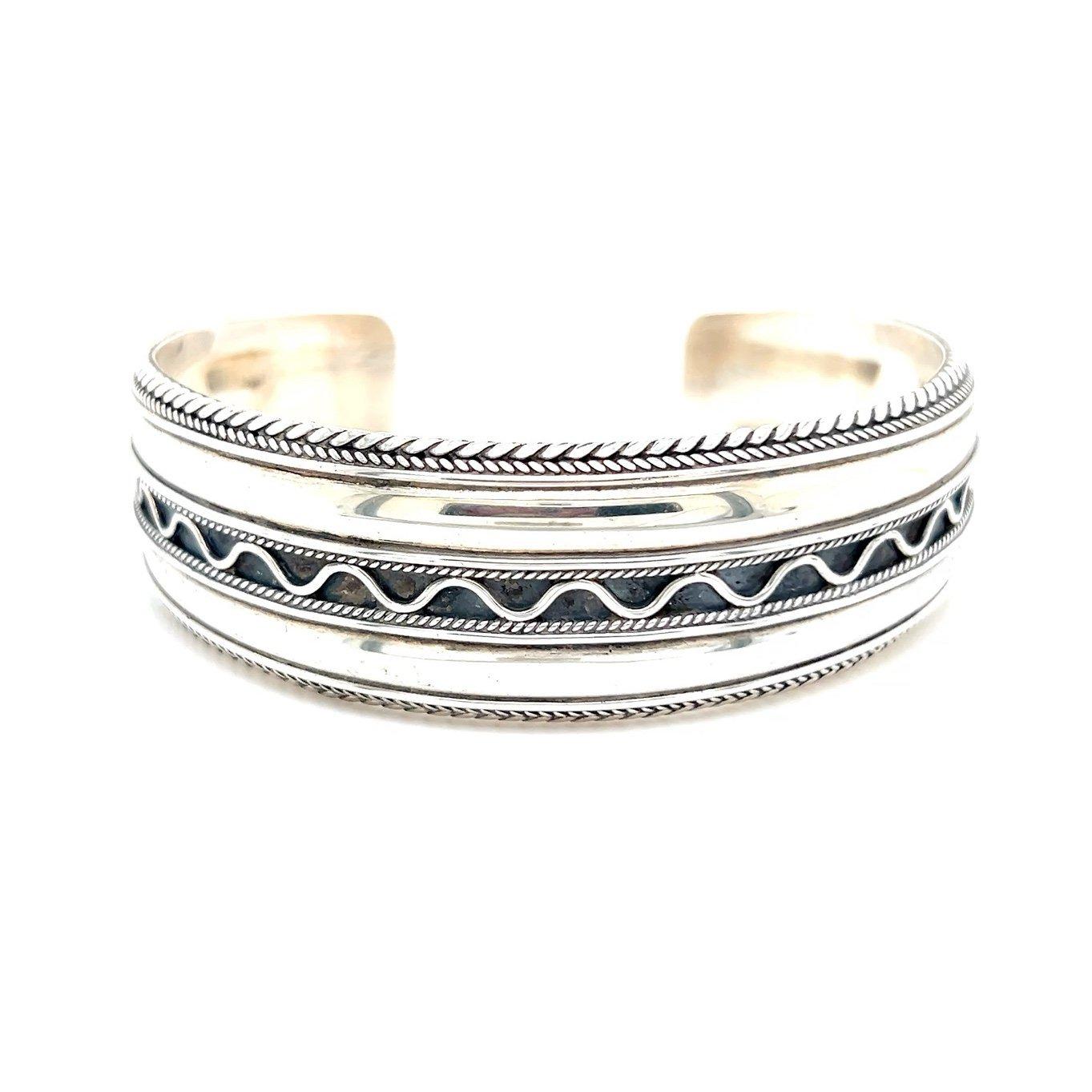 Silver 925 Wave/Rope Design Cuff