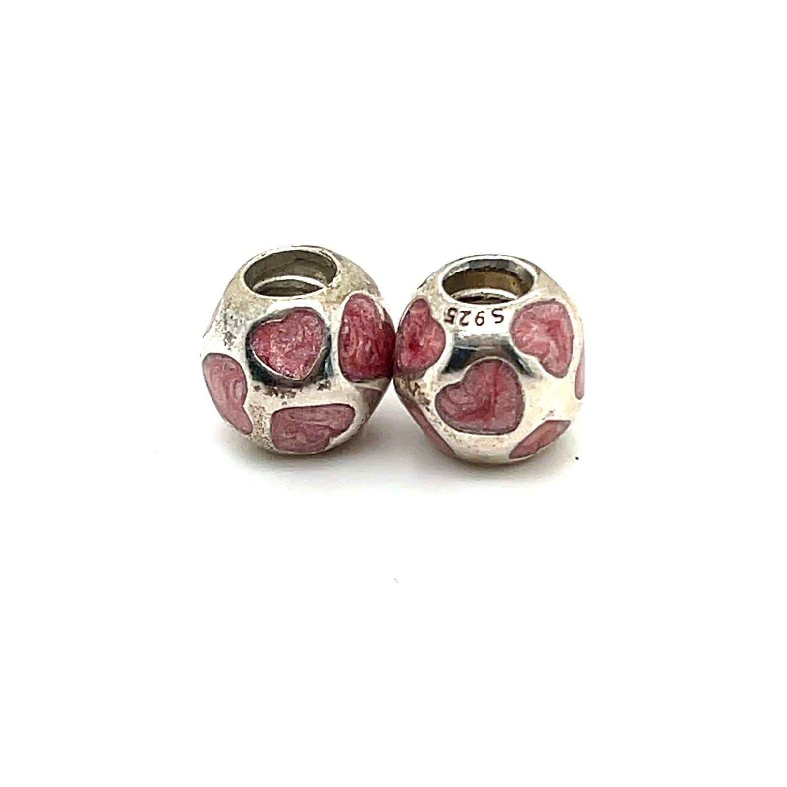 2 Pandora Pink Open Hearts Charms
