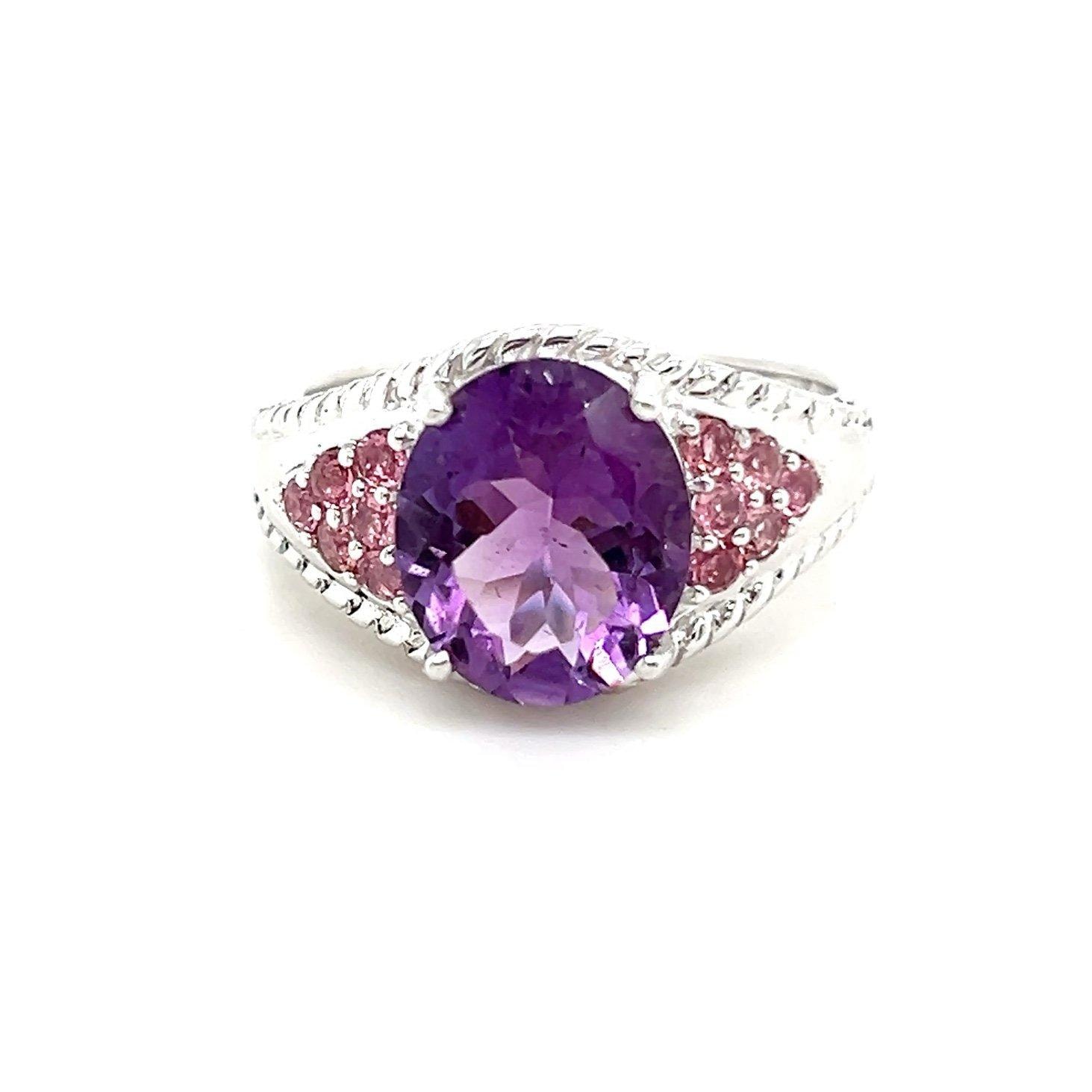 Fancy Amethyst/Pink Stones Silver 925 Ring