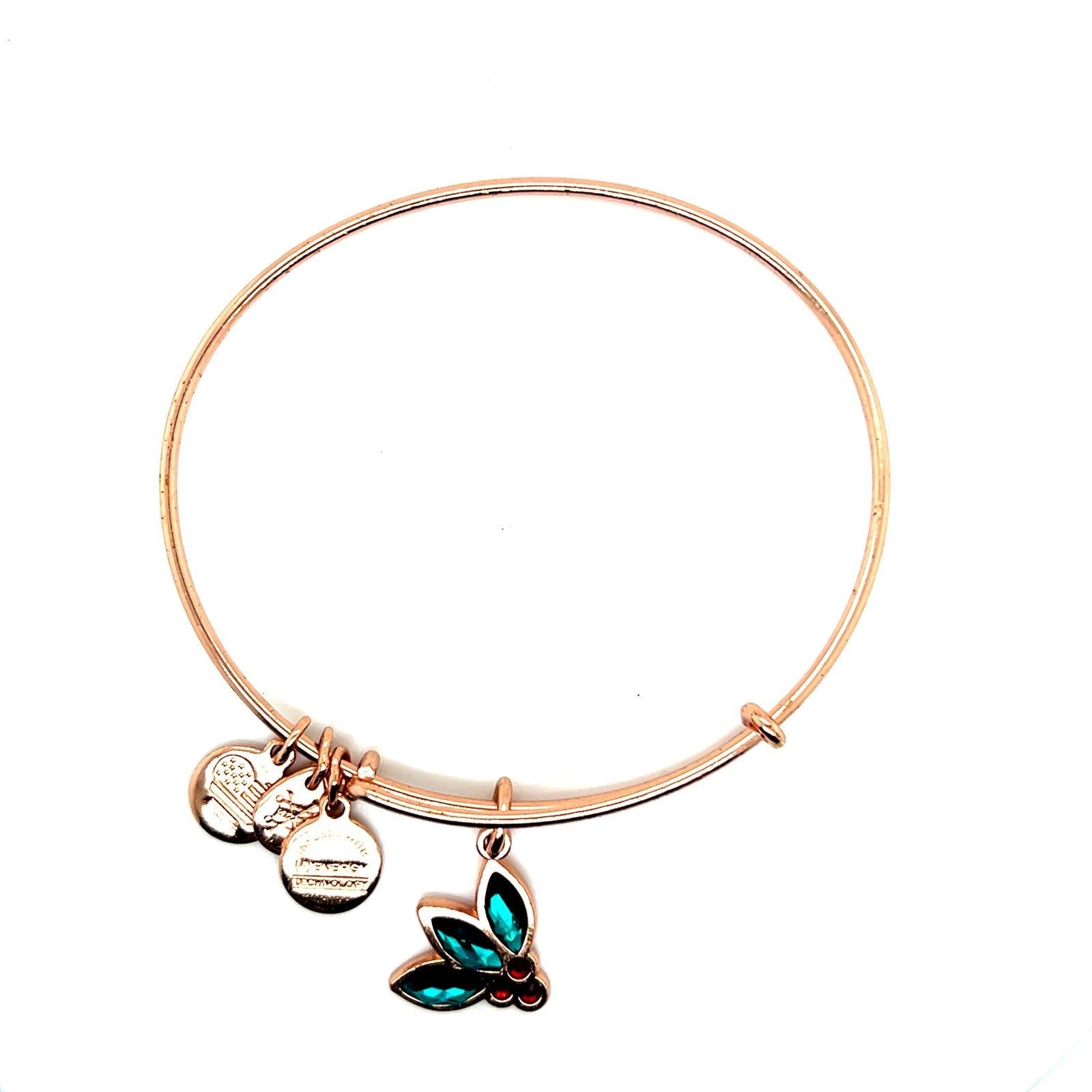 Alex and Ani Rose Gold Red/Green Rhinestones Bracelet