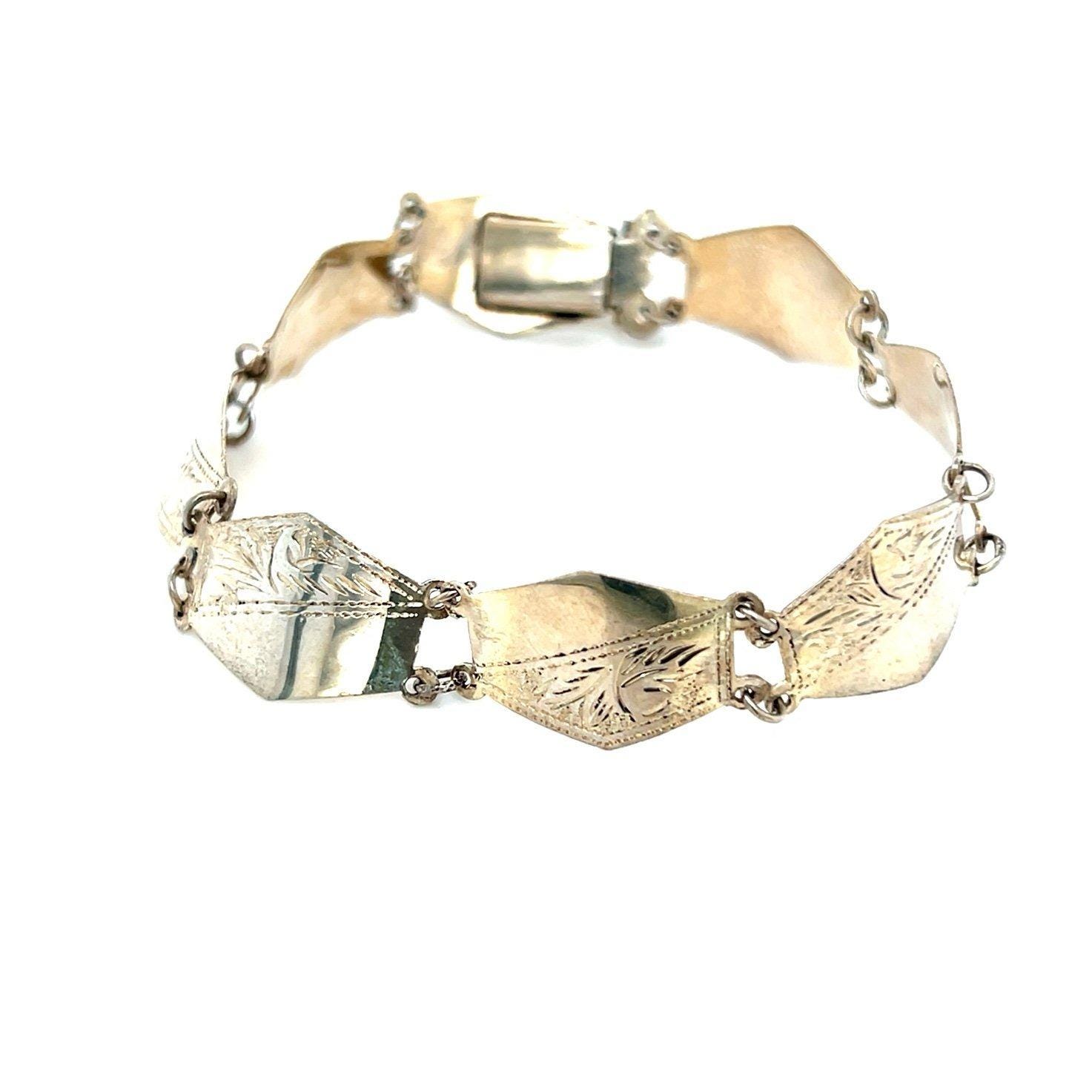 Silver 925 Hexagonal Link Bracelet