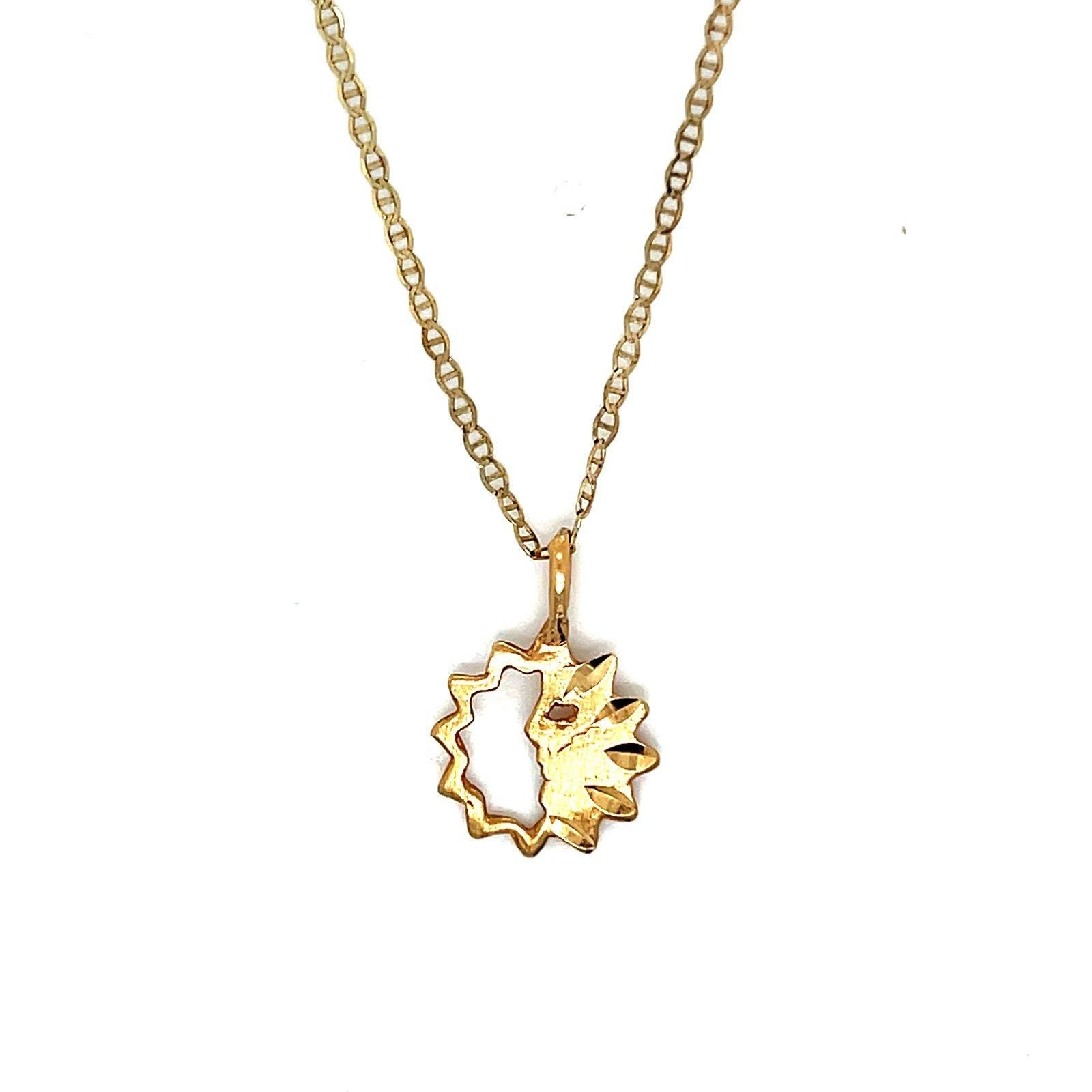 14K Gold Face Pendant Necklace