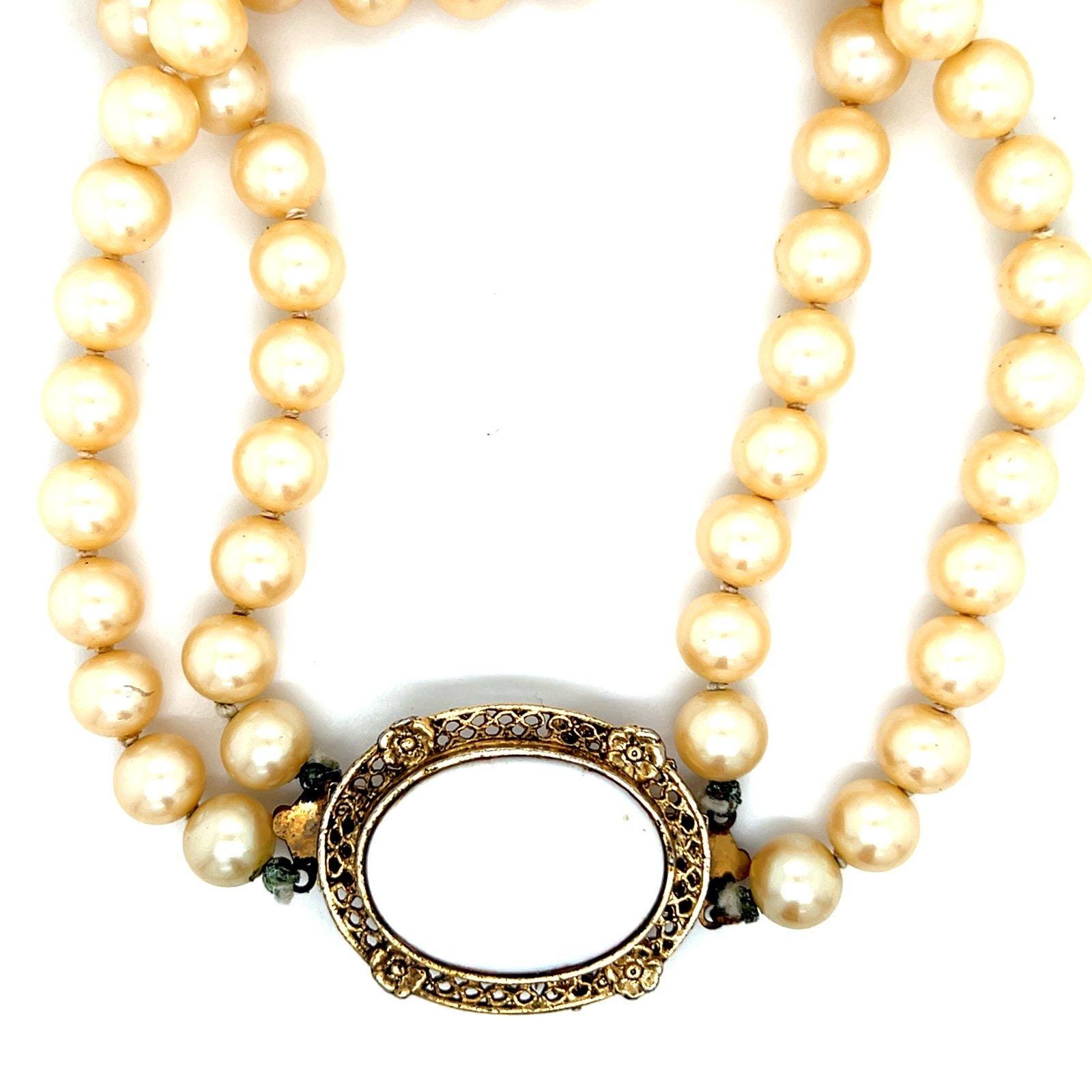 Faux Double Strand Pearl Necklace