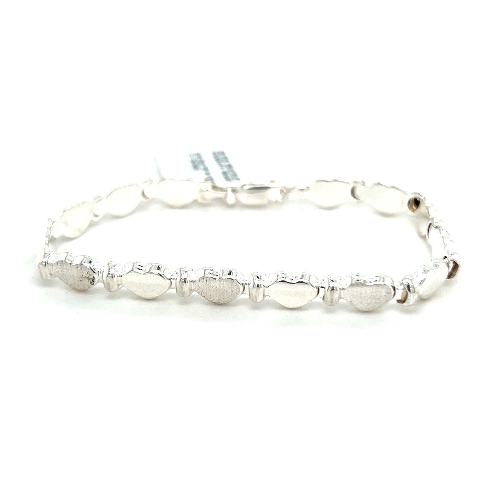 NWT Silver 925 Heart Matte/Plain Stampato Hearts Bracelet