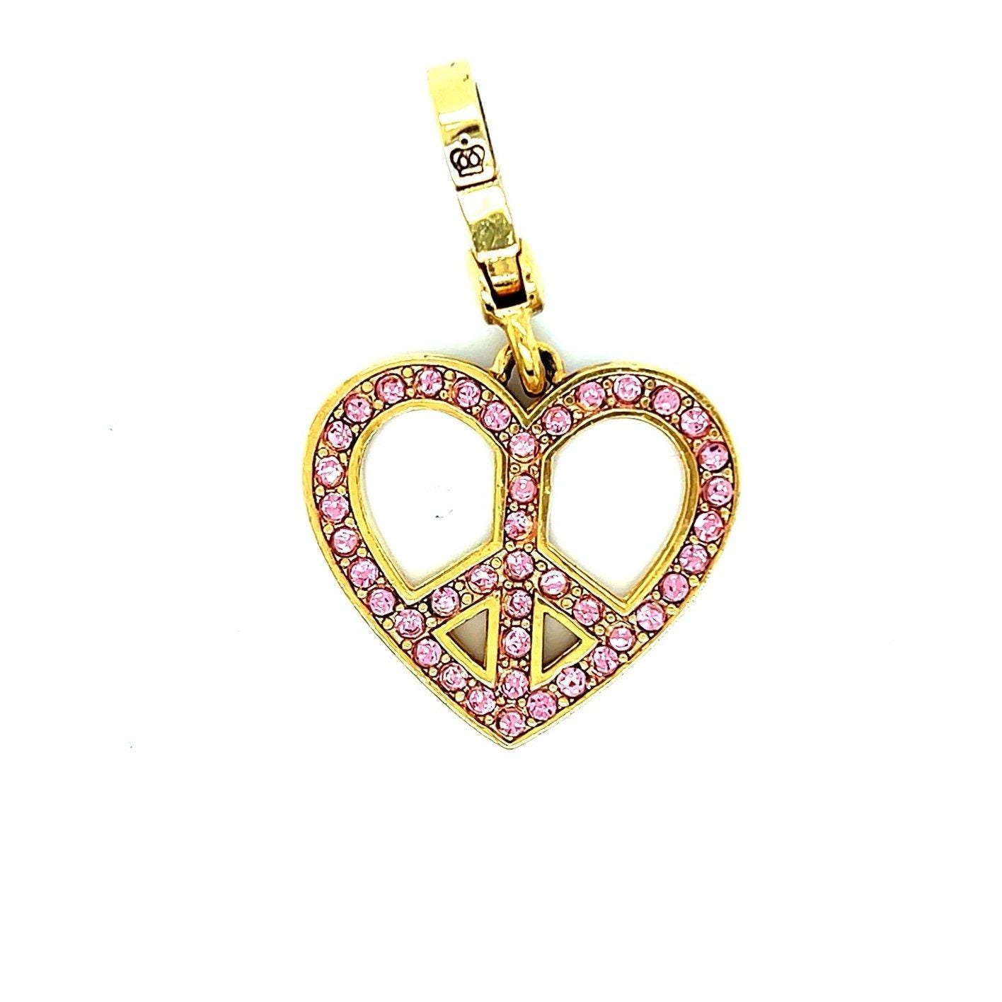 Juicy Couture Pink Rhinestones/Enamel Peace Heart Charm