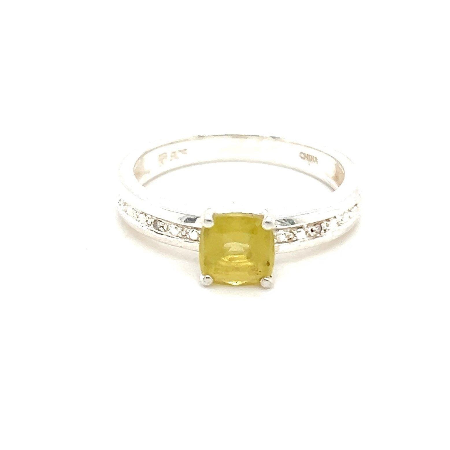 Silver 925 Yellow Stone Ring
