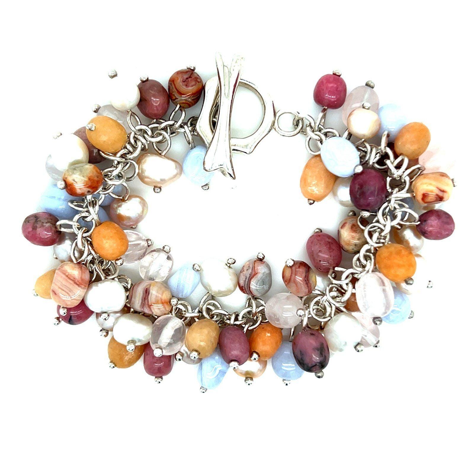 925 Sterling Silver Multicolor Beads Bracelet