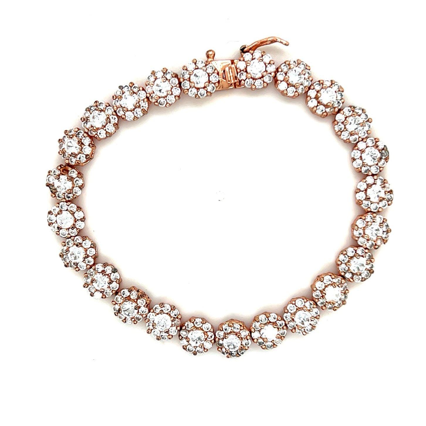 Rose Gold Cz Flower Bracelet