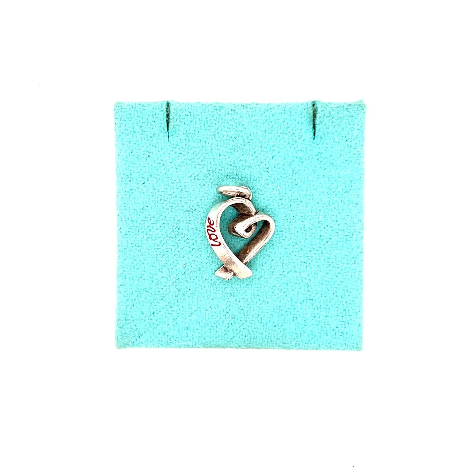 T&Co. 925 Red Love Script Heart Charm/Pendant
