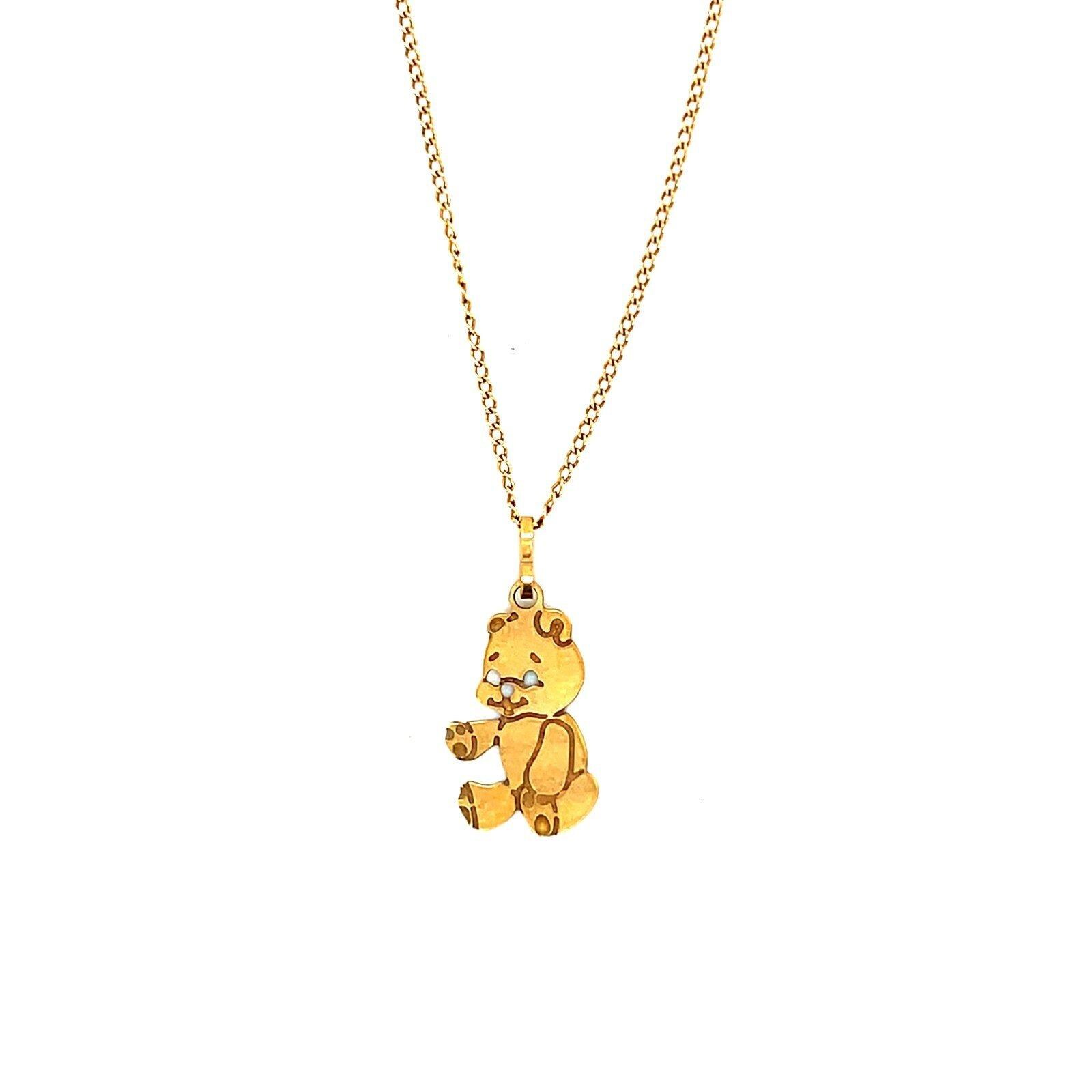 Dainty 14K Gold Little Bear Pendant Necklace