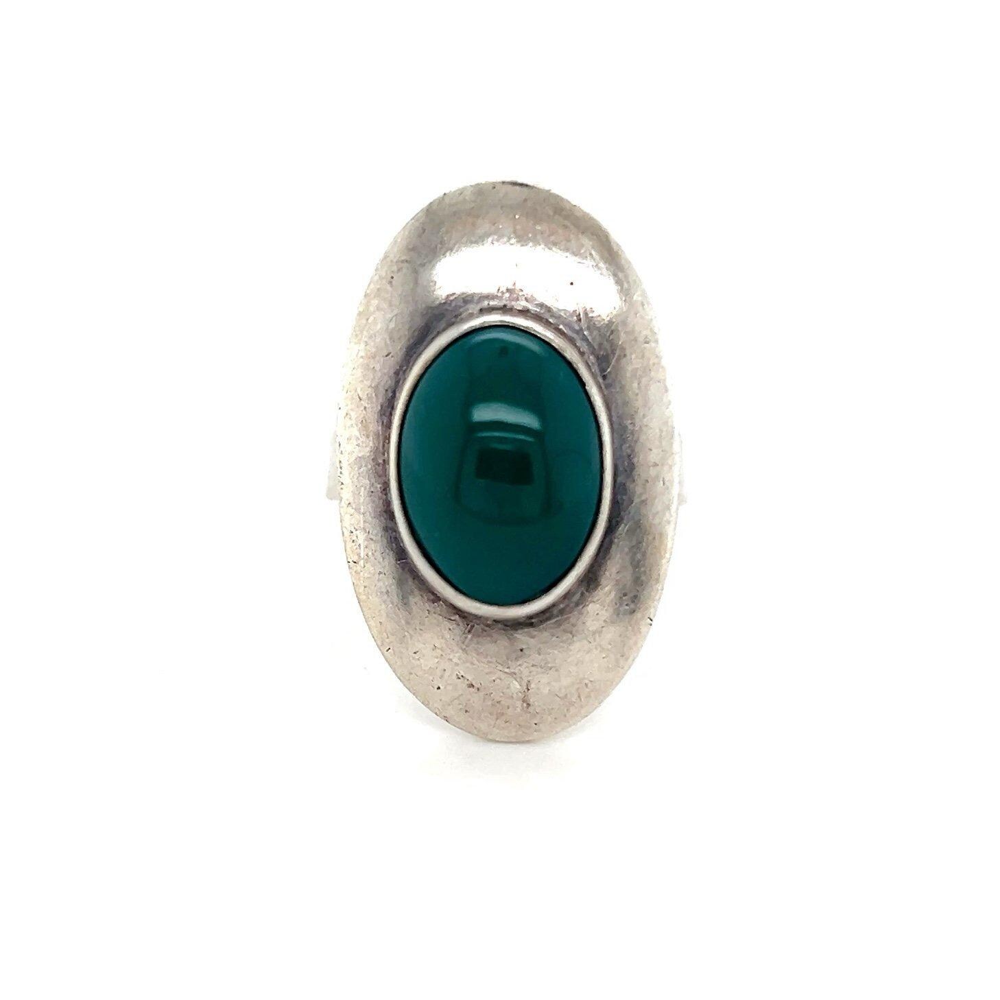 Silver 925 Green Stone Open Back Ring