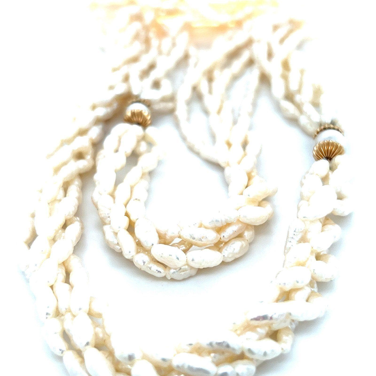 Long Pearl Gold Accent Necklace