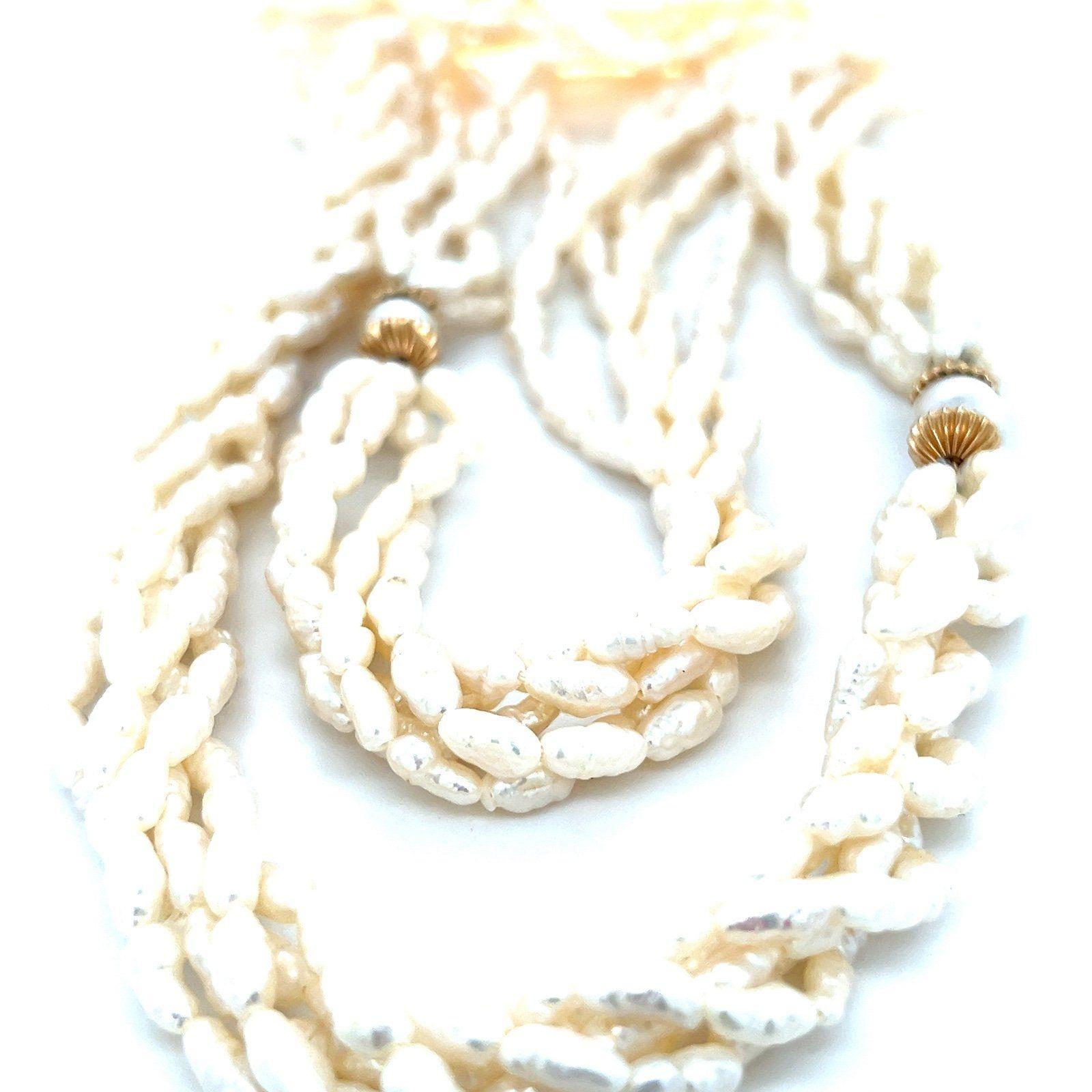 Long Pearl Gold Accent Necklace