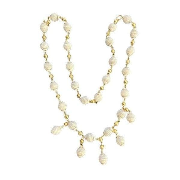 Long White Bead Necklace