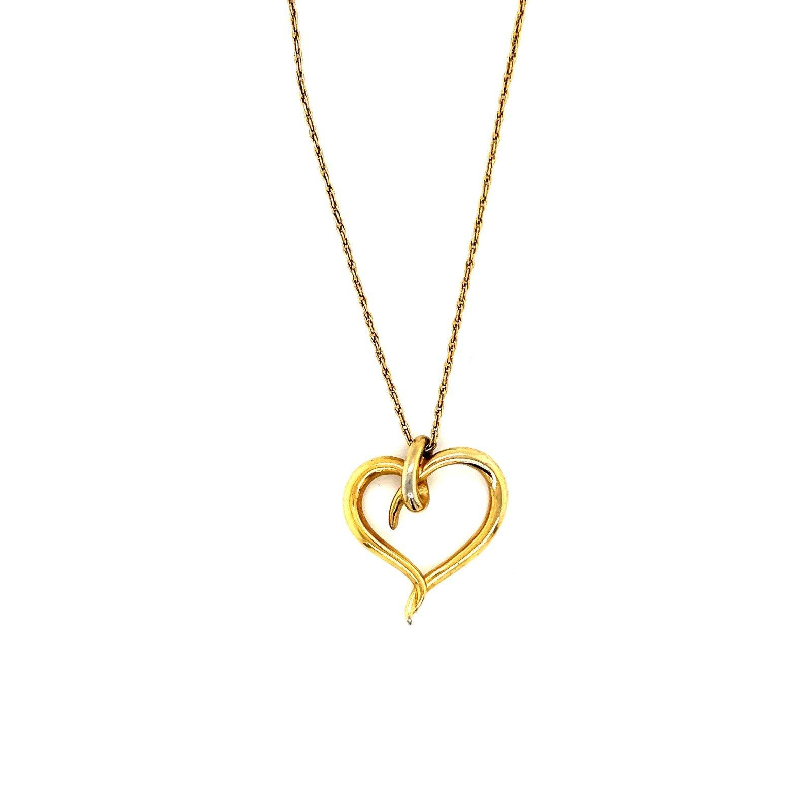 Long Gold Colored Heart Necklace