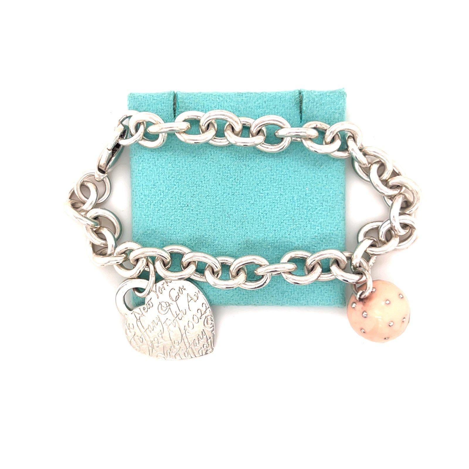 T&Co. 925 Script Heart and Cupcake Charm Bracelet