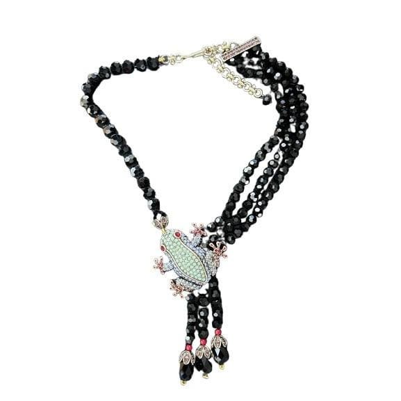 Stunning Multicolor Stones Frog Necklace