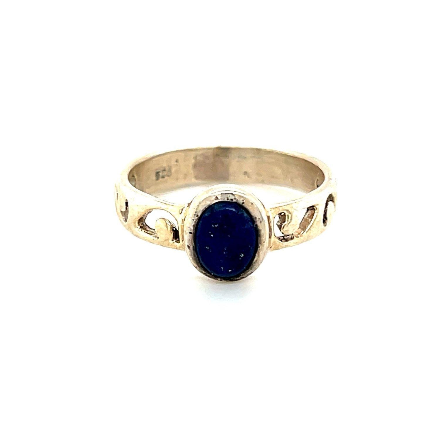 Silver 925 Lapis Lazuli Ring (Sz 6)