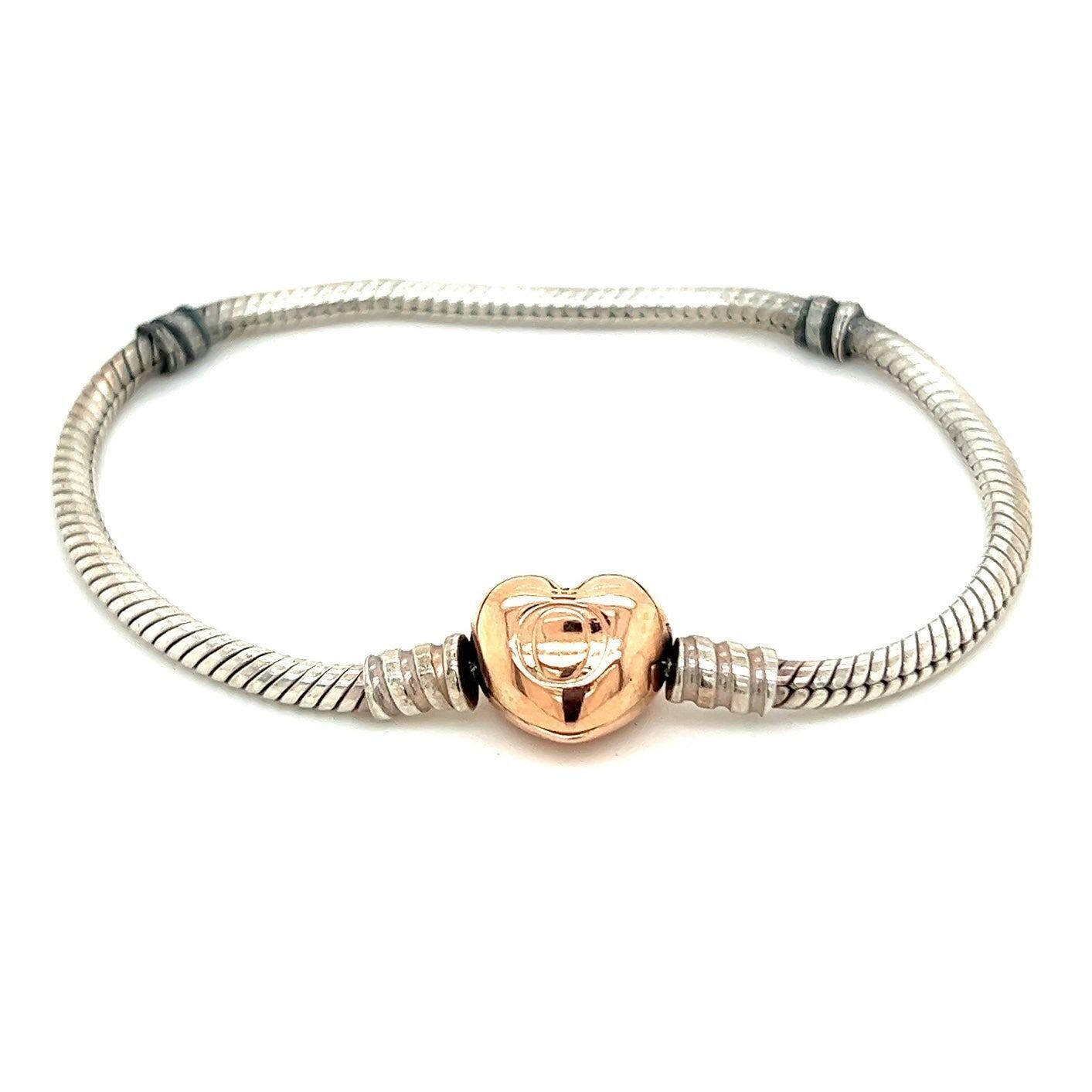 Pandora Rose Gold Heart Clasp Bracelet (7 5/8" L)
