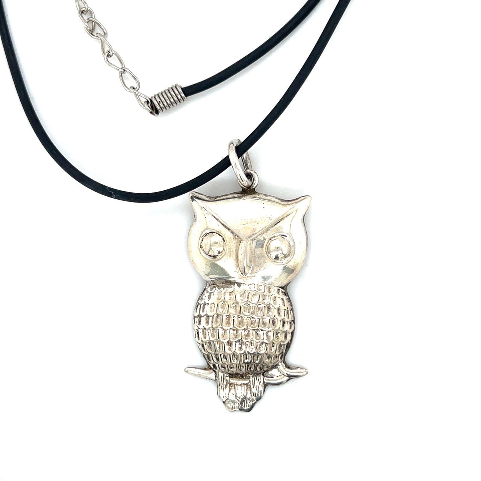 Large 925 Owl Pendant Necklace