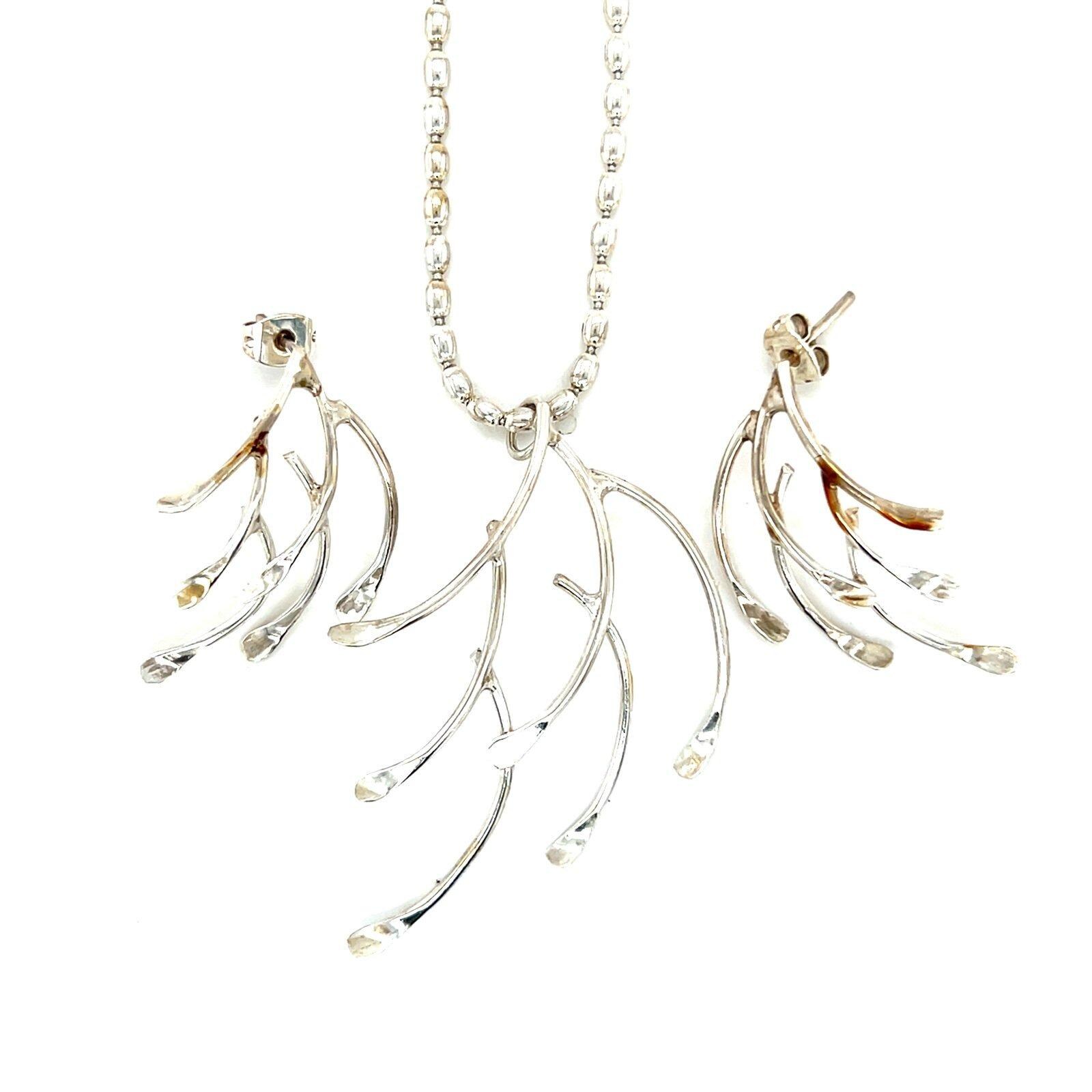 Sterling Silver Vine Necklace & Earrings Set