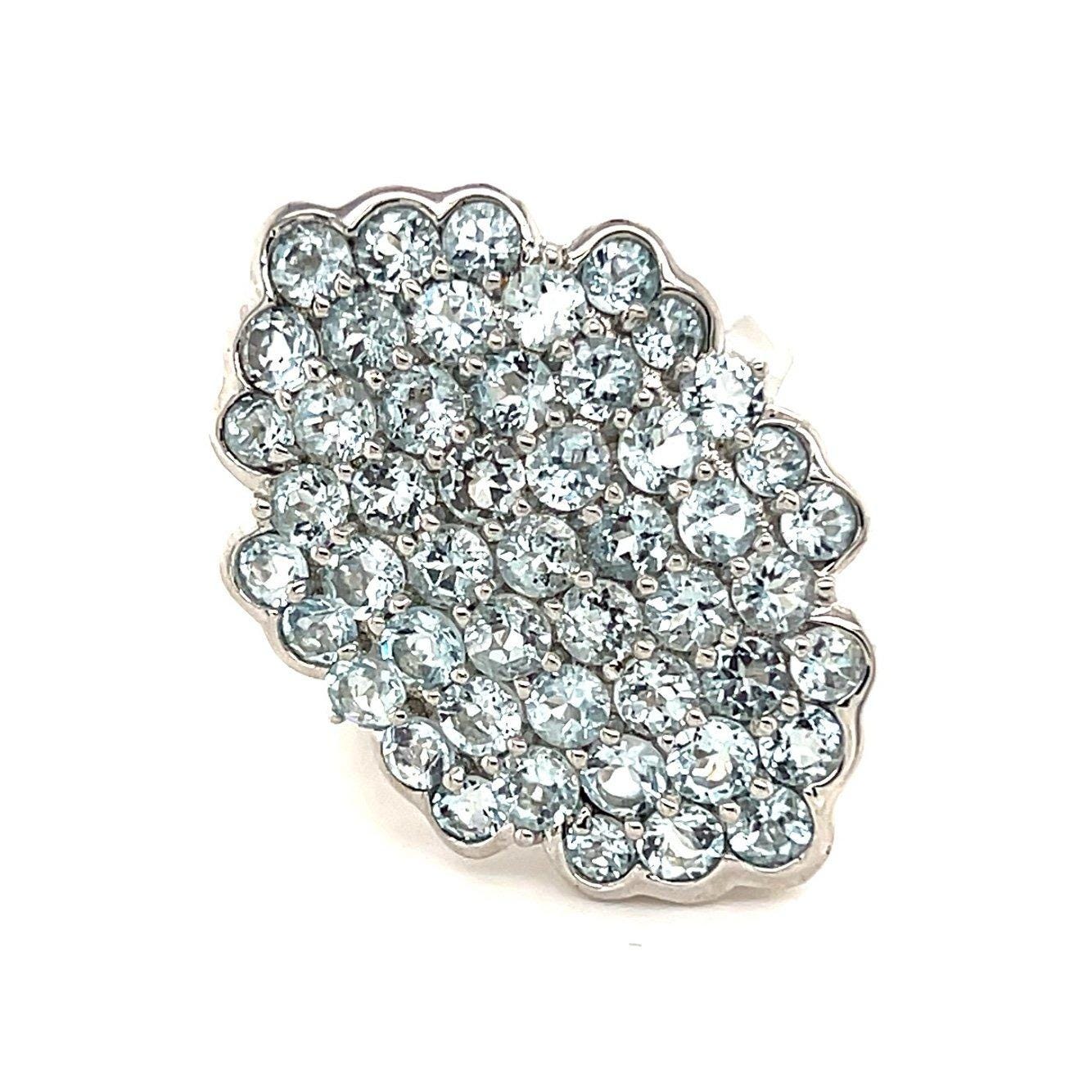 Stunning 925 Silver Blue Stones Statement Ring