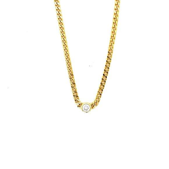 925 Gold Vermeil Solitaire Cz Necklace