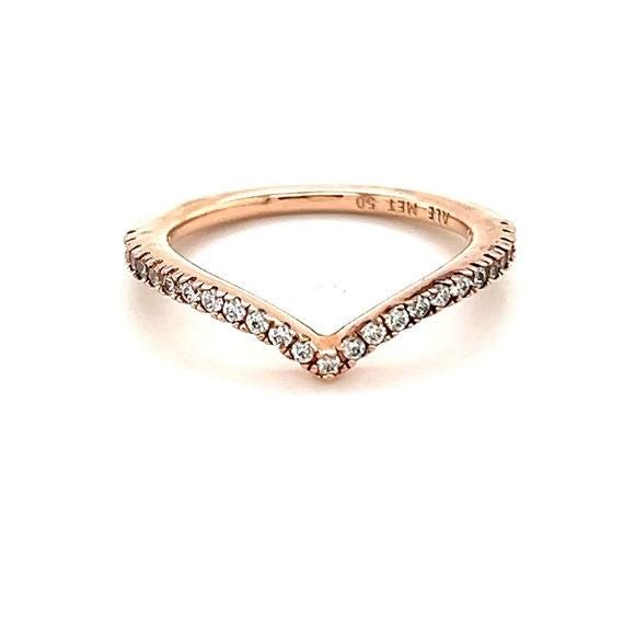 Pandora Sparkling Wishbone Rose Gold Ring