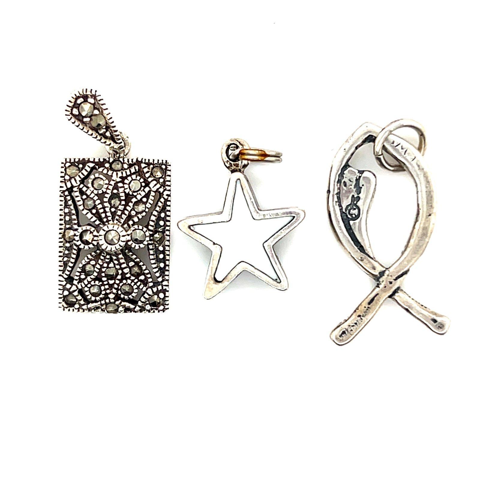 3 Silver Pendants Lot