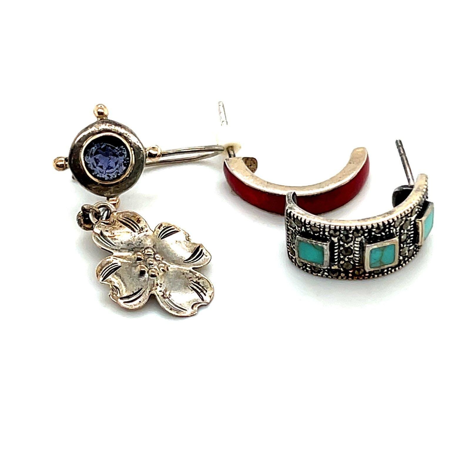 4 Silver Single Earrings