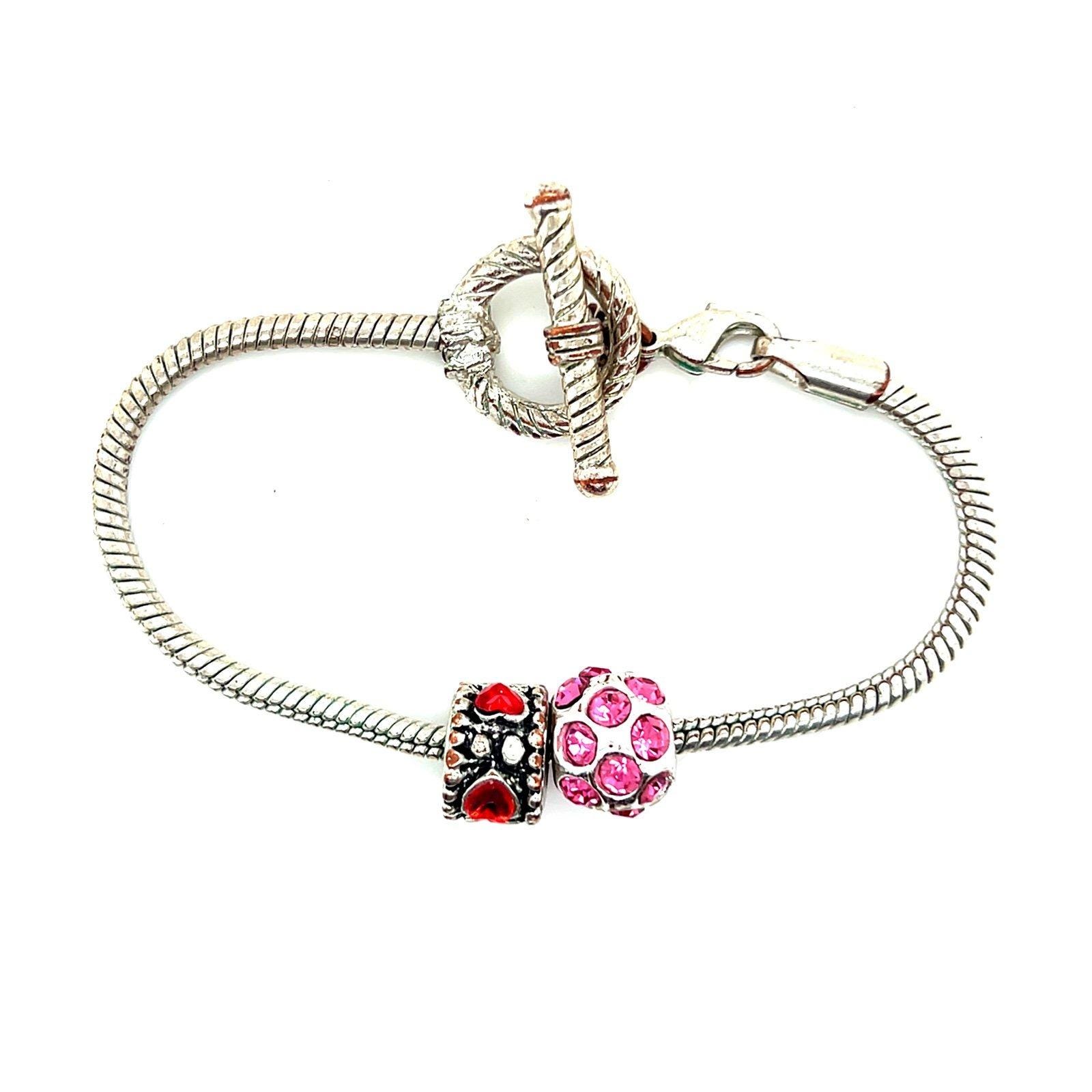 Silver Tone Toggle Charm Bracelet