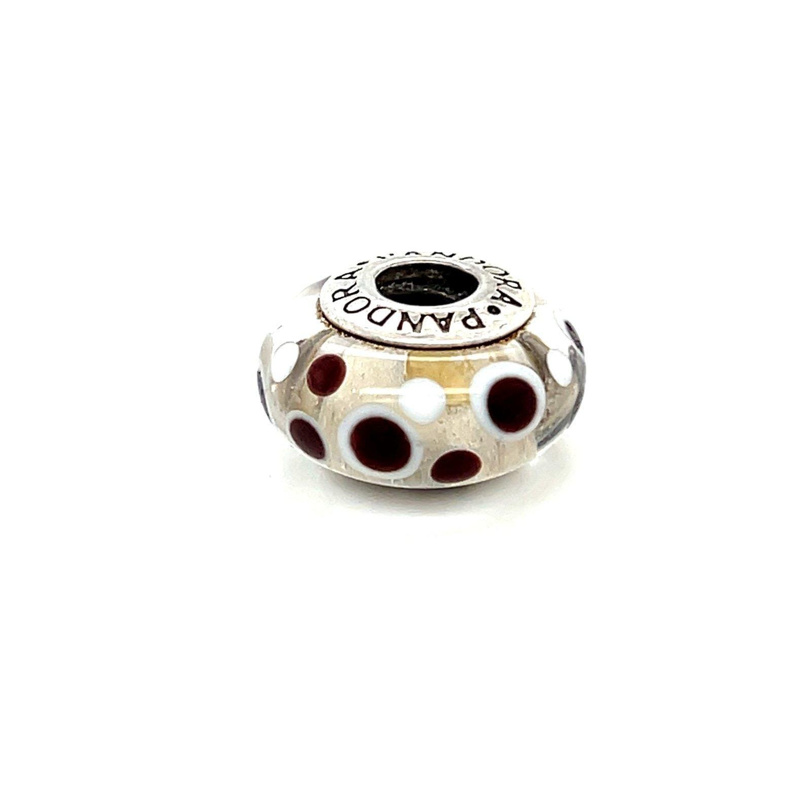 Pandora White/Brown Polka Dot Murano Glass Charm