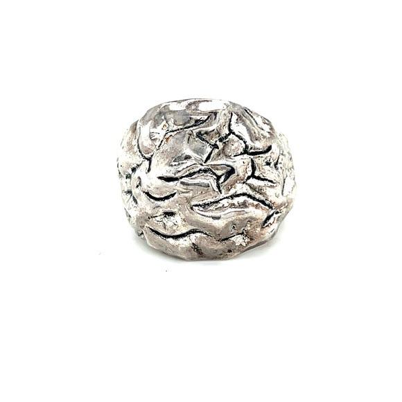 Silver Colored Textured Ring
