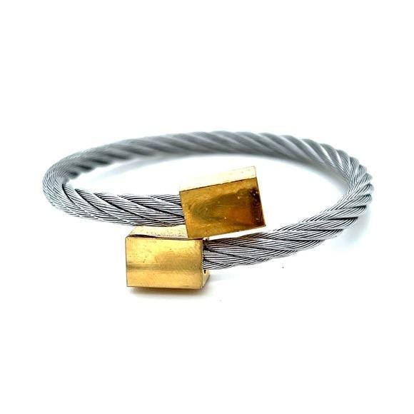 Elegant Gold and Silver Twist Bracelet
