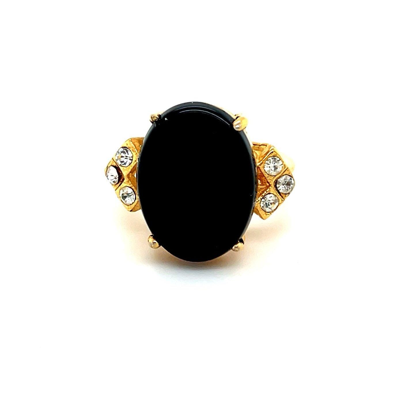 Gold Black Stone Ring