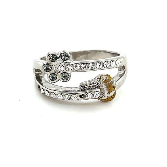 Elegant Silver and Gold-Toned Women's Ring
