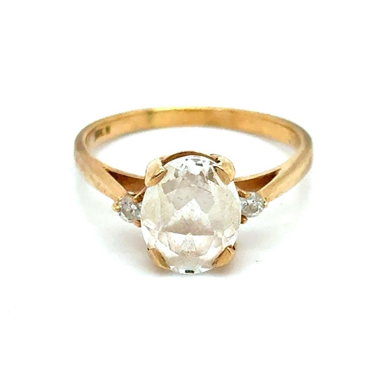 10K Gold Oval Shaped Stone/Diamonds Ring