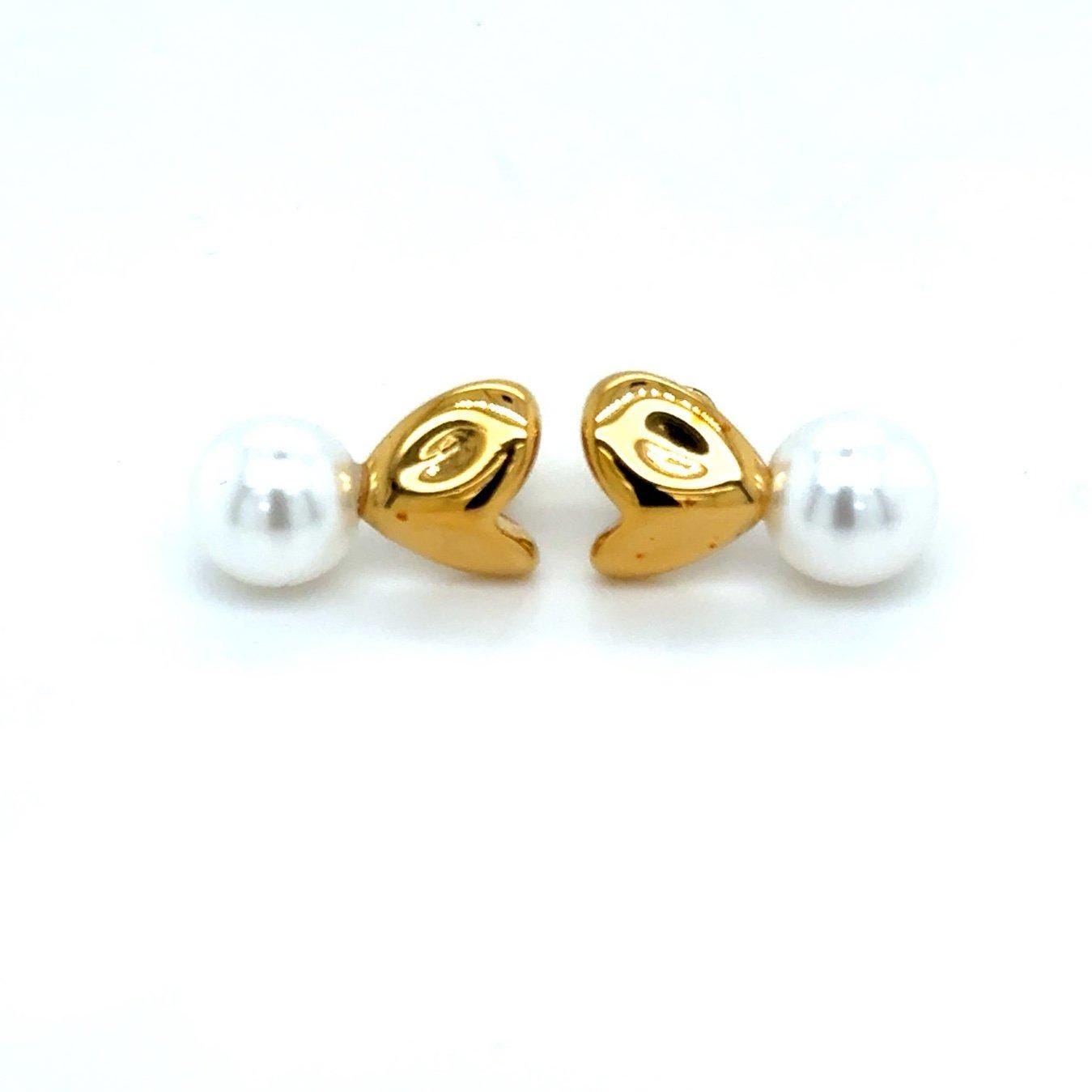 Gold Tone Pearl Stud Earrings