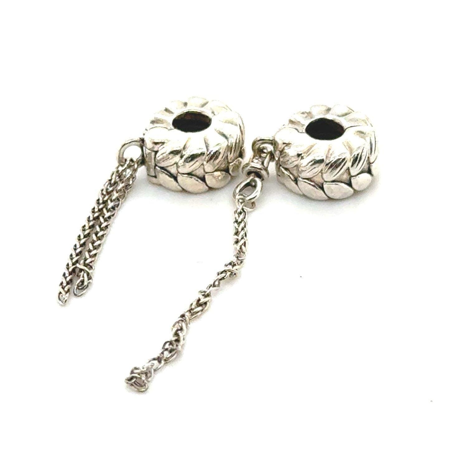 2 Pandora Clips With Chain Dangles Charms