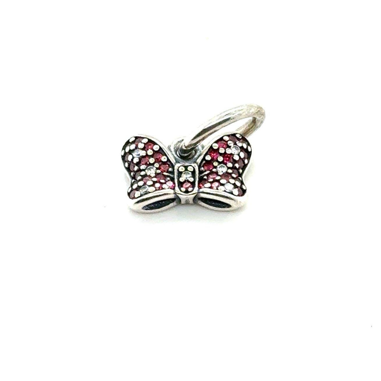 Pandora Pave White/Red Cz Bow Charm