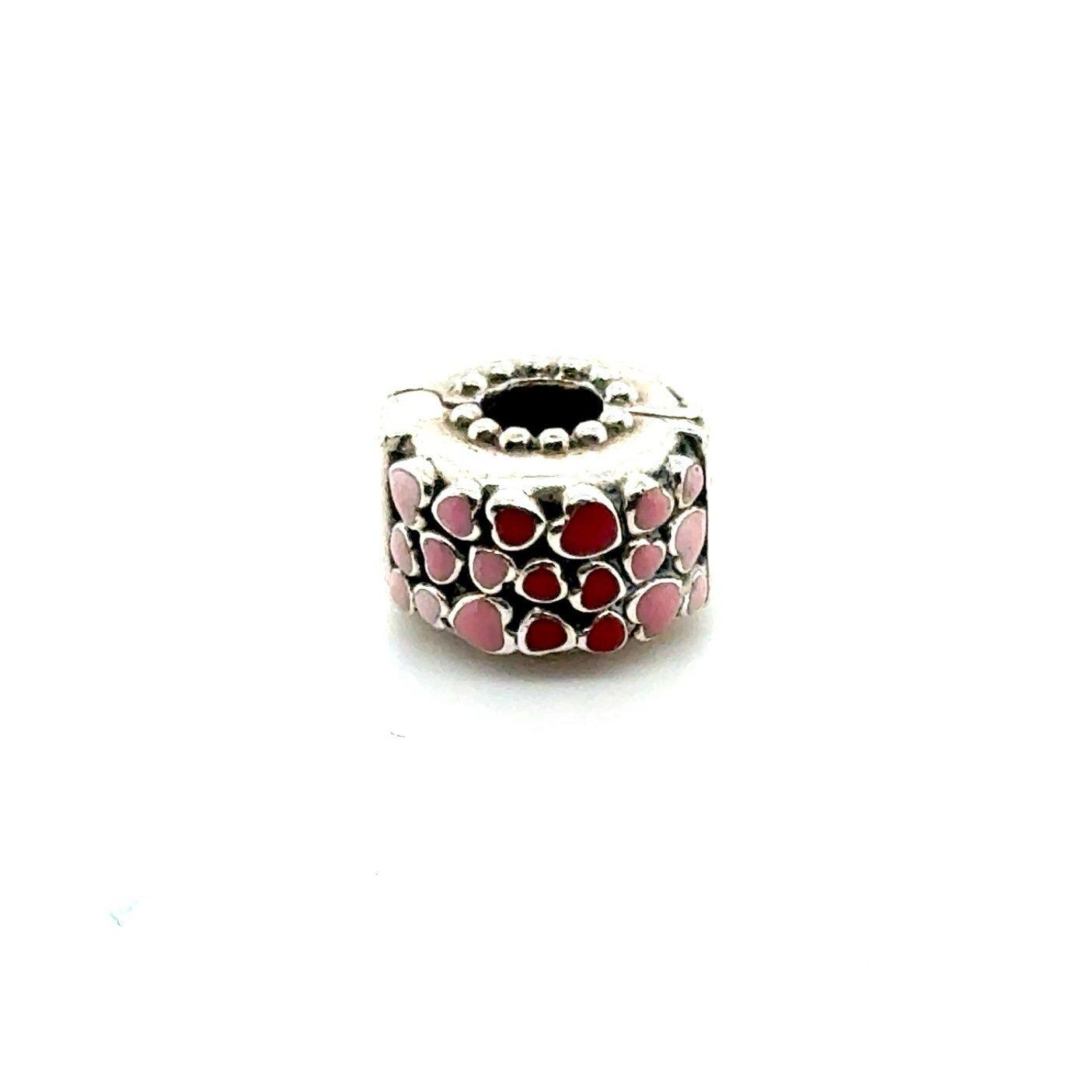 Pandora Red/Pink Enamel Hearts Clip Charm