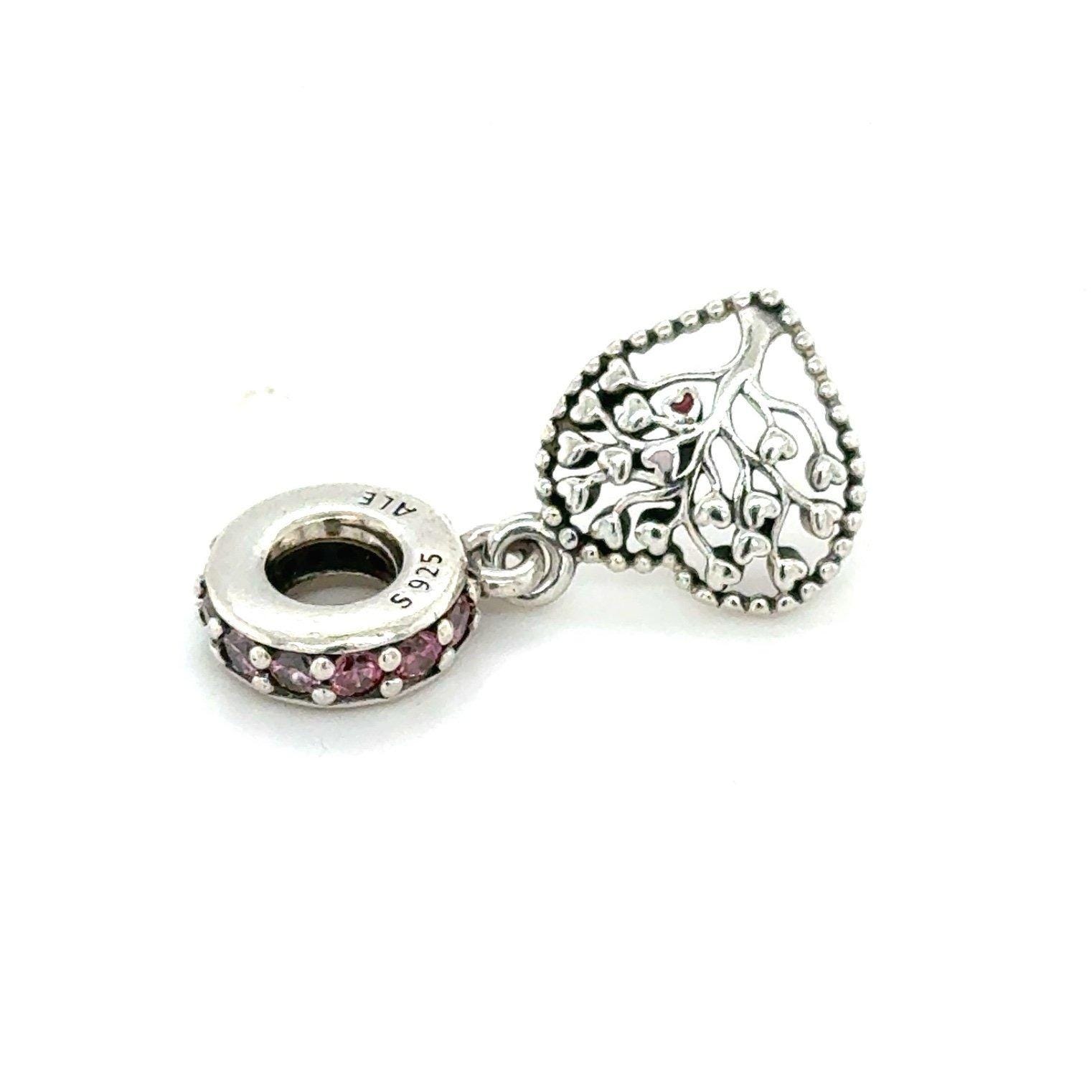 Pandora Dangle Heart Tree With Red Enamel Heart Charm