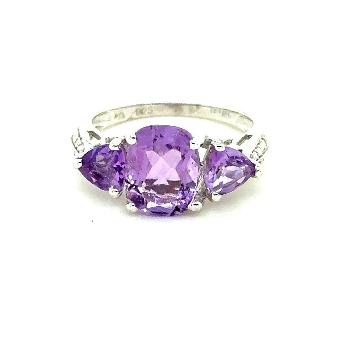 925 Silver 3-Amethysts Ring