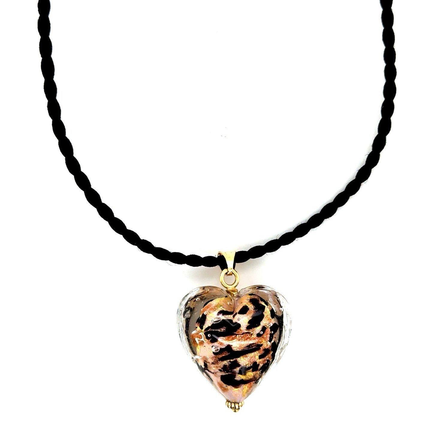 14K Gold Murano Heart Necklace