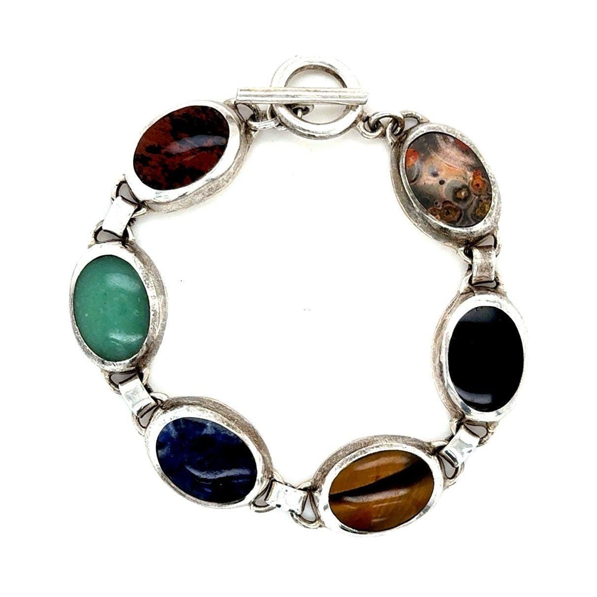 Multicolor Stones Mexico 950 Toggle Bracelet