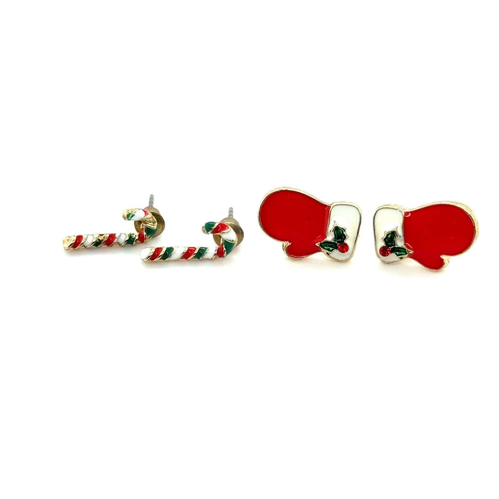 Gloves & Candy Cane Christmas Theme Studs