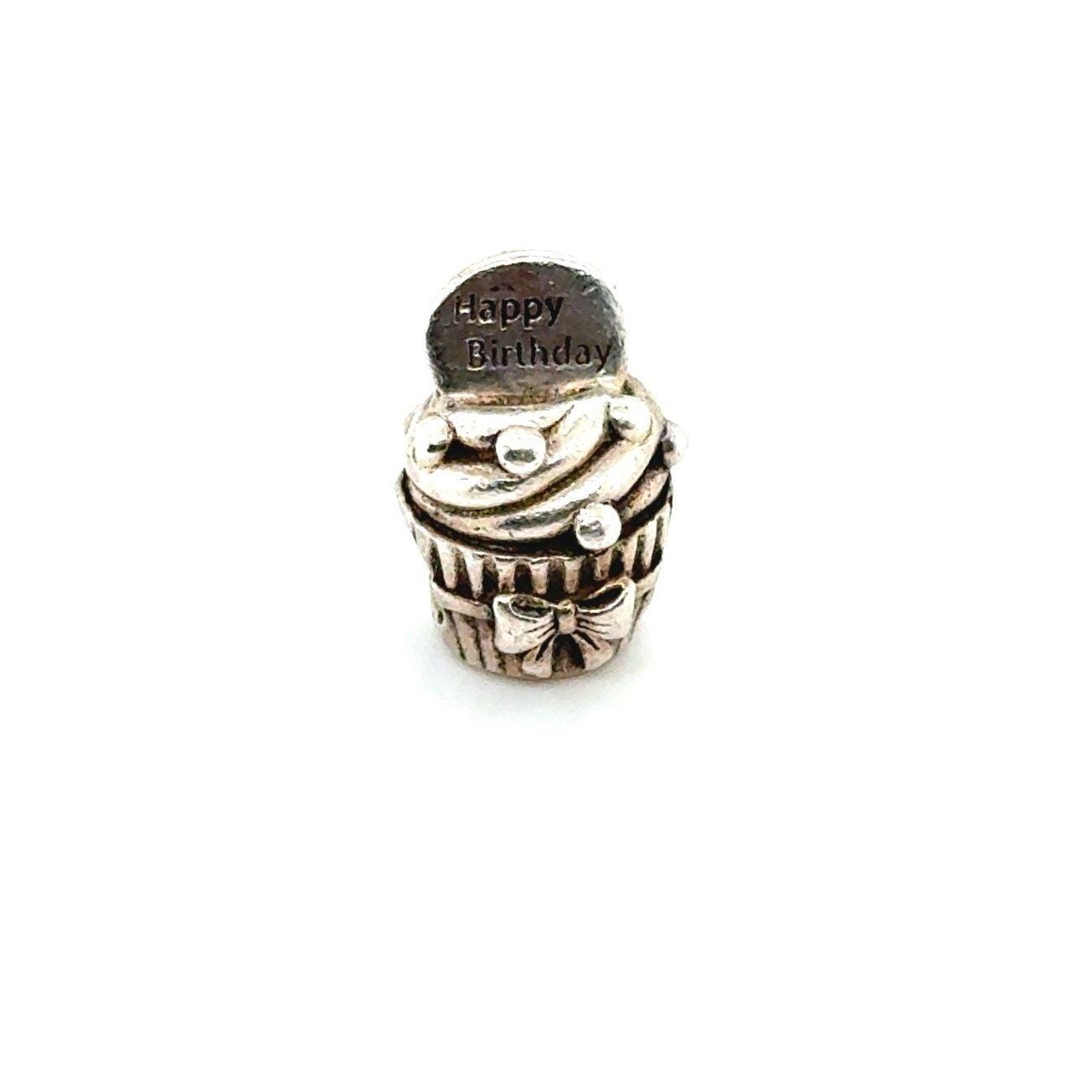925 Silver Happy Birthday Cupcake Charm