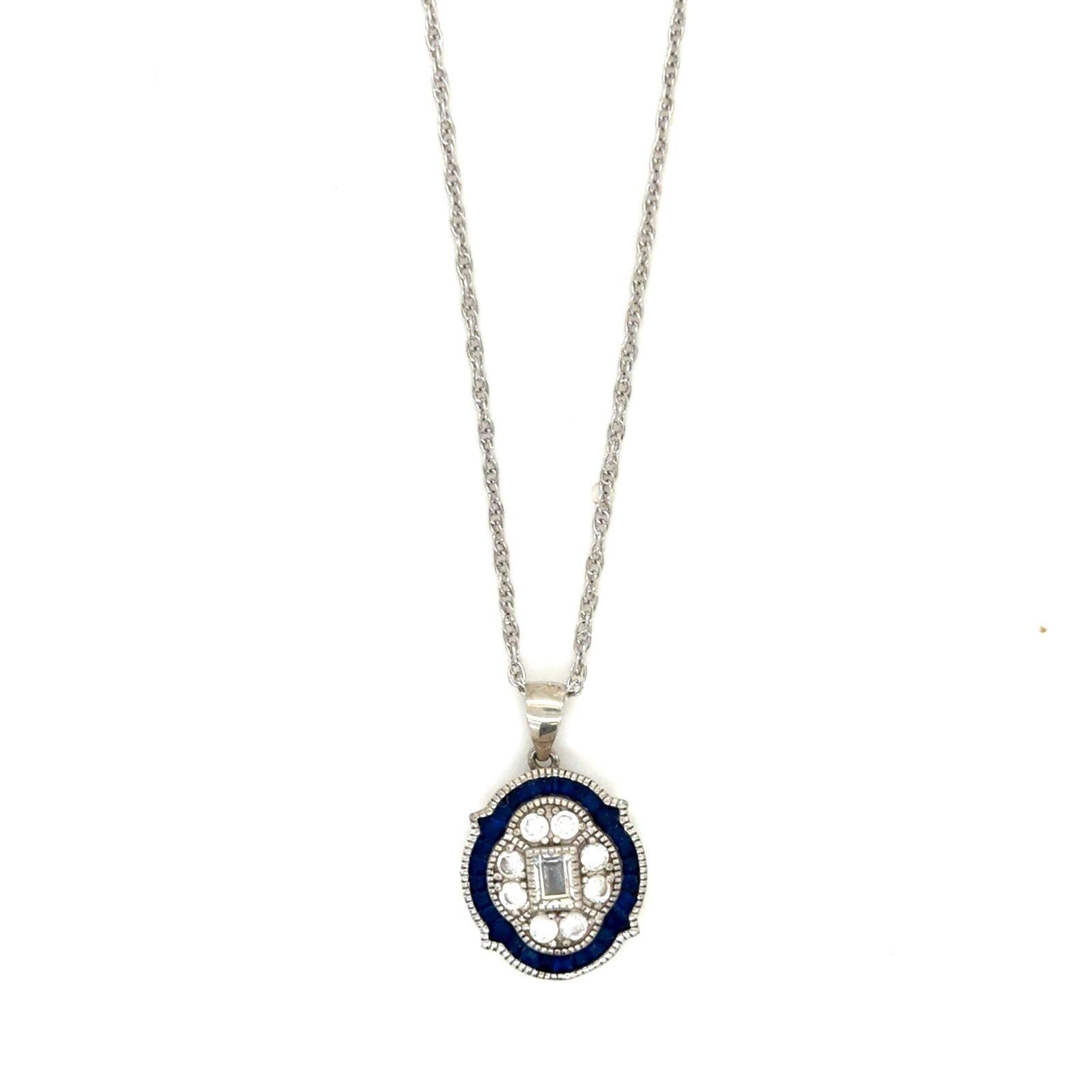 Stauer 925 Blue/White Cz Necklace