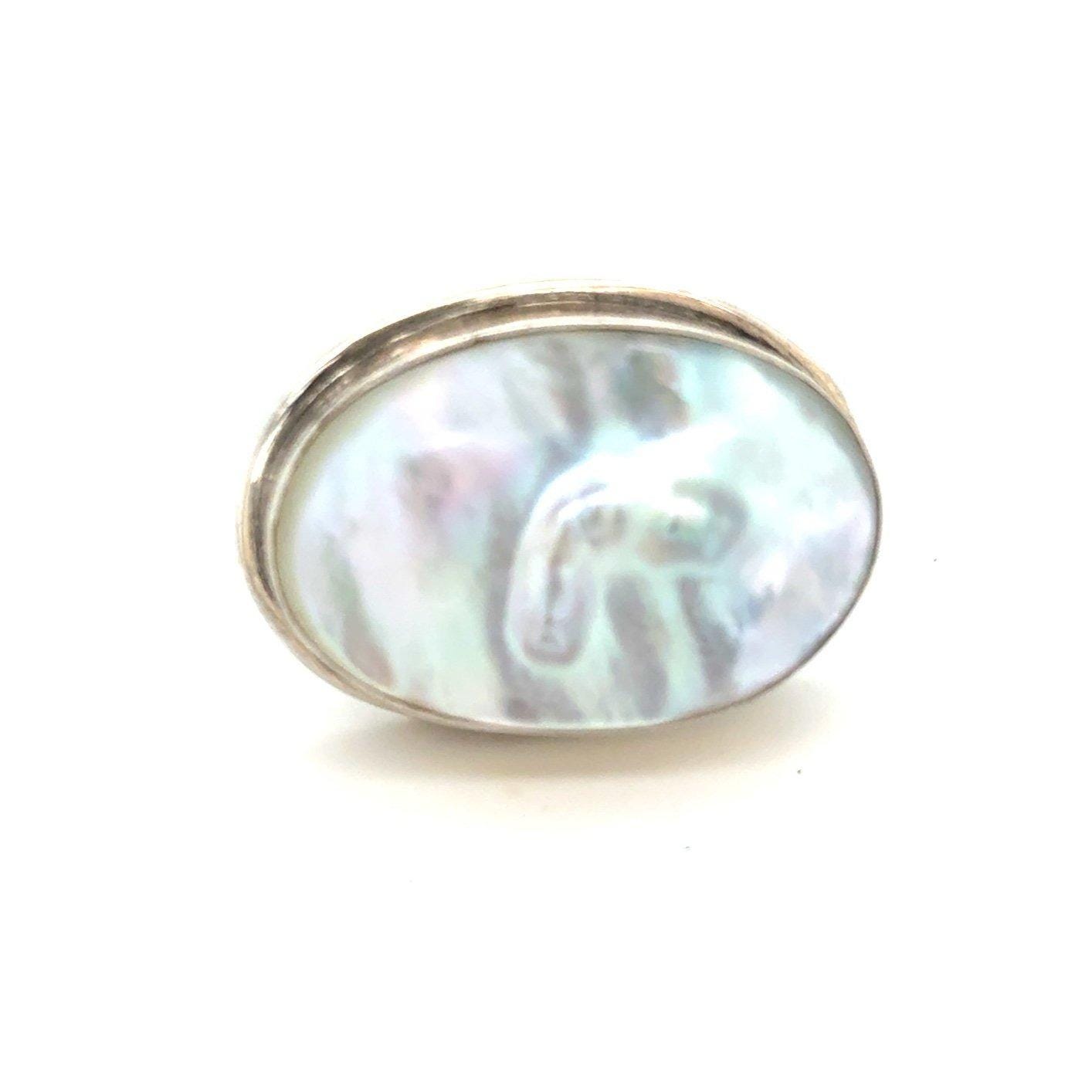 Large Mother of Pearl 925 Silver Ring